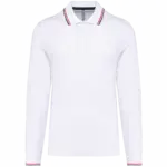 Heren polo van piquétricot met lange mouwen, white / navy / red — productfoto 23