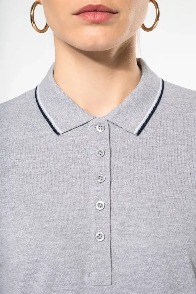 Dames polo van piquétricot met lange mouwen — productfoto 3