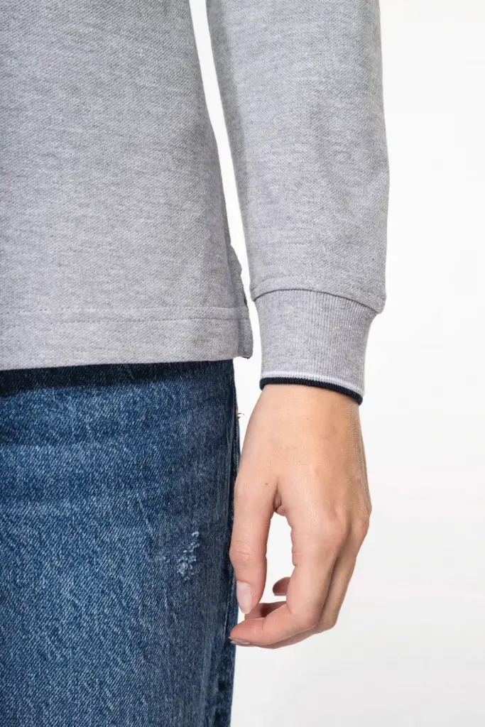 Dames polo van piquétricot met lange mouwen — productfoto 5