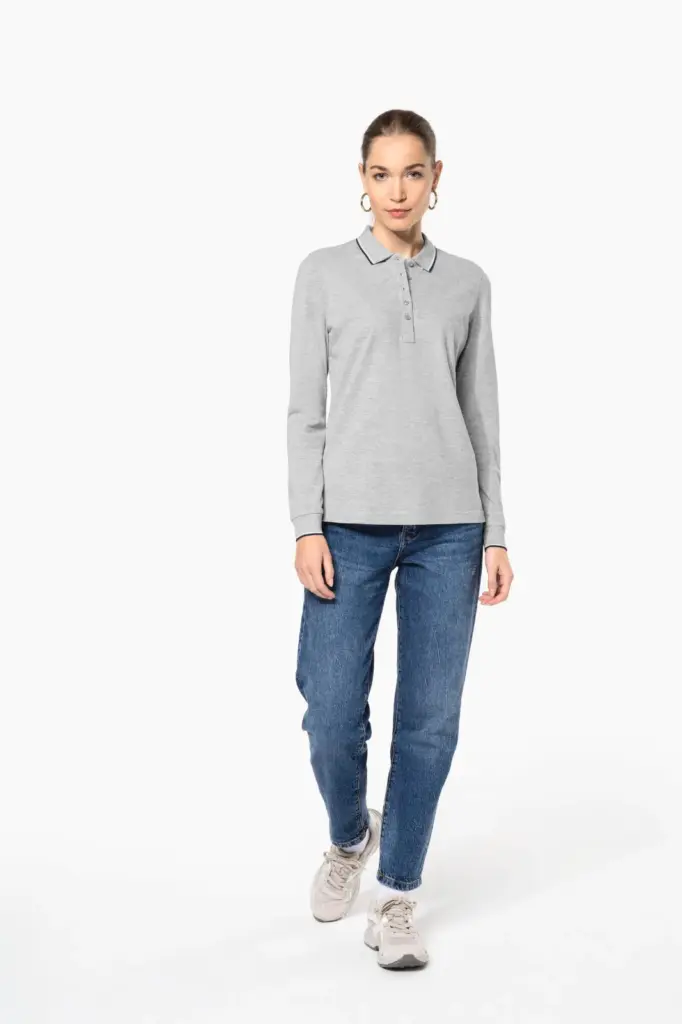 Dames polo van piquétricot met lange mouwen — productfoto 8