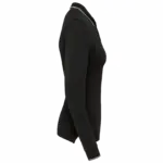Dames polo van piquétricot met lange mouwen, black / light grey / white — productfoto 10