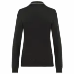 Dames polo van piquétricot met lange mouwen, black / light grey / white — productfoto 12