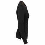 Dames polo van piquétricot met lange mouwen, black / red / white — productfoto 13