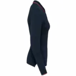 Dames polo van piquétricot met lange mouwen, navy / red / white — productfoto 16