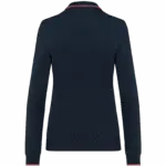 Dames polo van piquétricot met lange mouwen, navy / red / white — productfoto 18