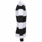 PS_K285-S_BLACK-WHITESTRIPES - Hidalgo-werbeartikel Gestreepte uniseks polo lange mouwen, black / white stripes — productfoto 24