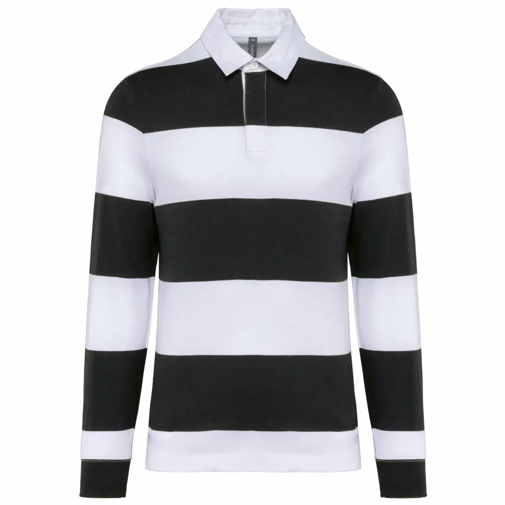 PS_K285_BLACK-WHITESTRIPES - Hidalgo-werbeartikel Gestreepte uniseks polo lange mouwen, black / white stripes — productfoto 25