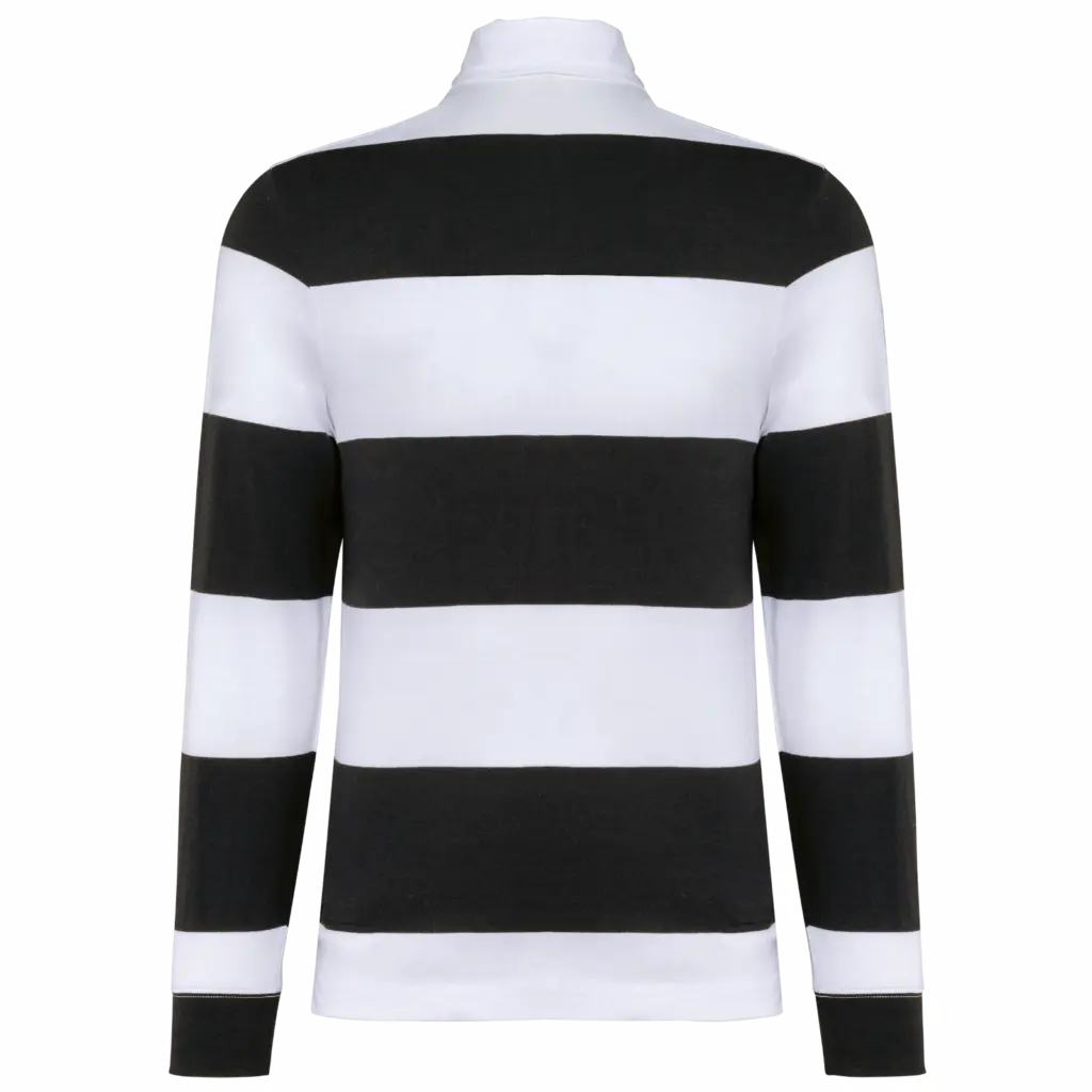 PS_K285-B_BLACK-WHITESTRIPES - Hidalgo-werbeartikel Gestreepte uniseks polo lange mouwen, black / white stripes — productfoto 26