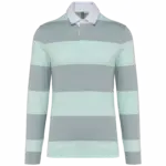 PS_K285_LIGHTGREY-ICEMINTSTRIPES - Hidalgo-werbeartikel Gestreepte uniseks polo lange mouwen, light grey / ice mint stripes — productfoto 28