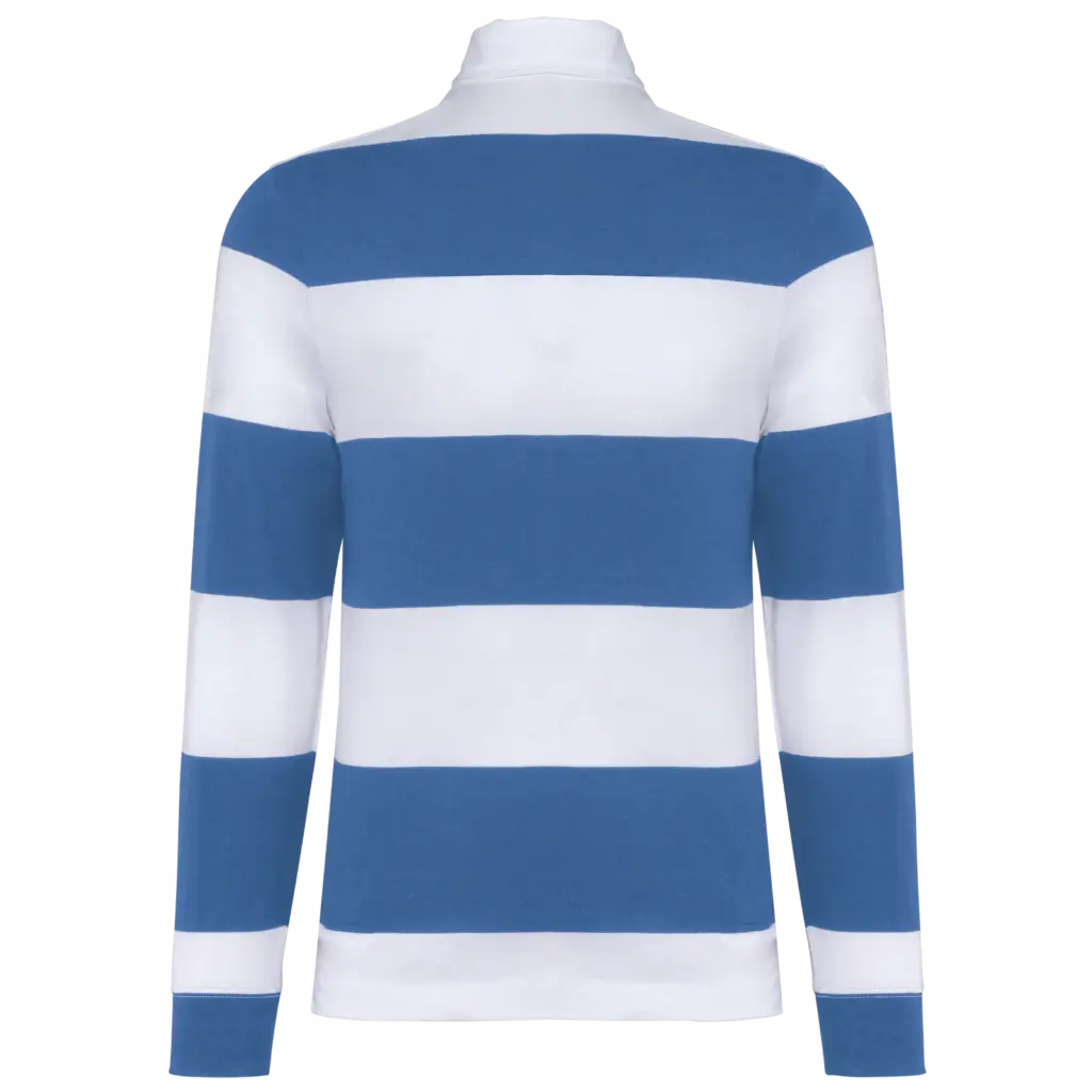 PS_K285-B_LIGHTROYALBLUE-WHITESTRIPES - Hidalgo-werbeartikel Gestreepte uniseks polo lange mouwen, light royal blue / white stripes — productfoto 32