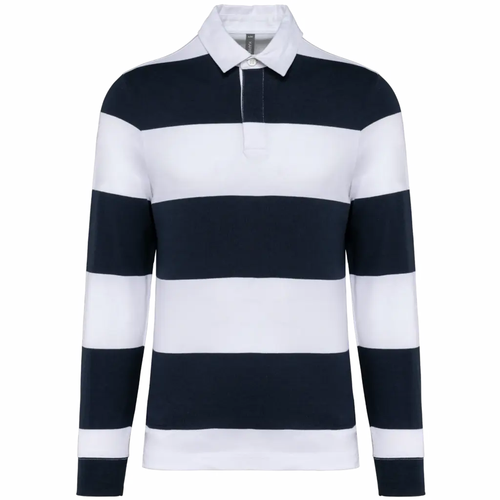 PS_K285_NAVY-WHITESTRIPES - Hidalgo-werbeartikel Gestreepte uniseks polo lange mouwen, navy / white stripes — productfoto 34