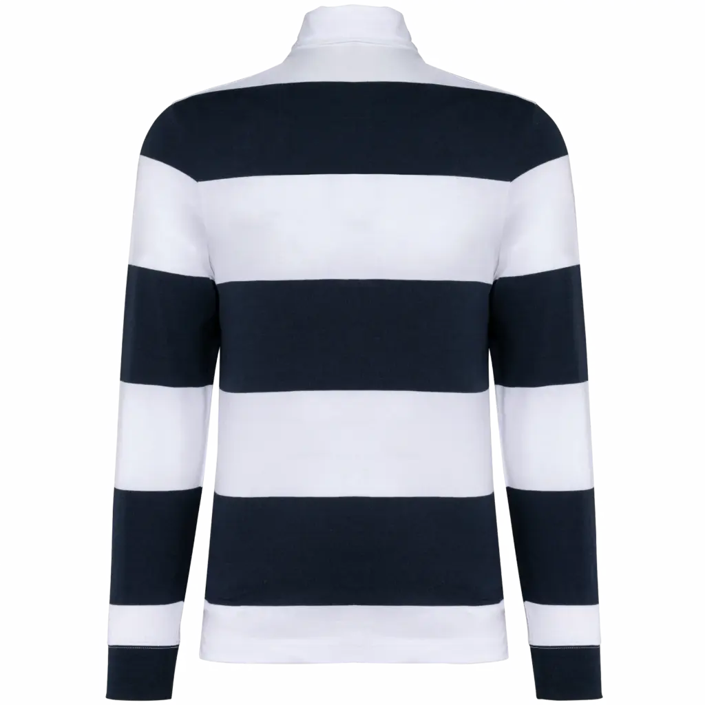 PS_K285-B_NAVY-WHITESTRIPES - Hidalgo-werbeartikel Gestreepte uniseks polo lange mouwen, navy / white stripes — productfoto 35