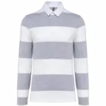PS_K285_OXFORDGREY-WHITESTRIPES - Hidalgo-werbeartikel Gestreepte uniseks polo lange mouwen, oxford grey / white stripes — productfoto 37