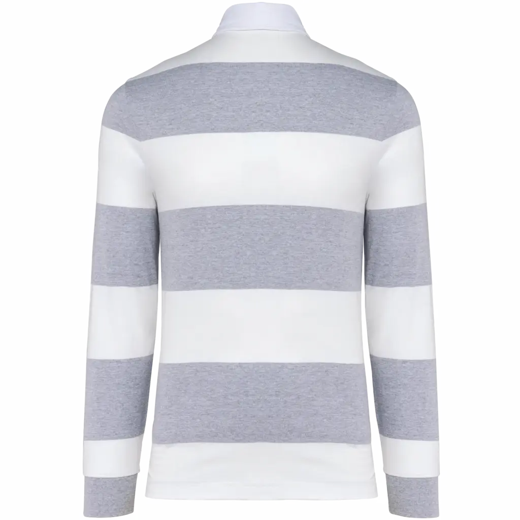 PS_K285-B_OXFORDGREY-WHITESTRIPES - Hidalgo-werbeartikel Gestreepte uniseks polo lange mouwen, oxford grey / white stripes — productfoto 38