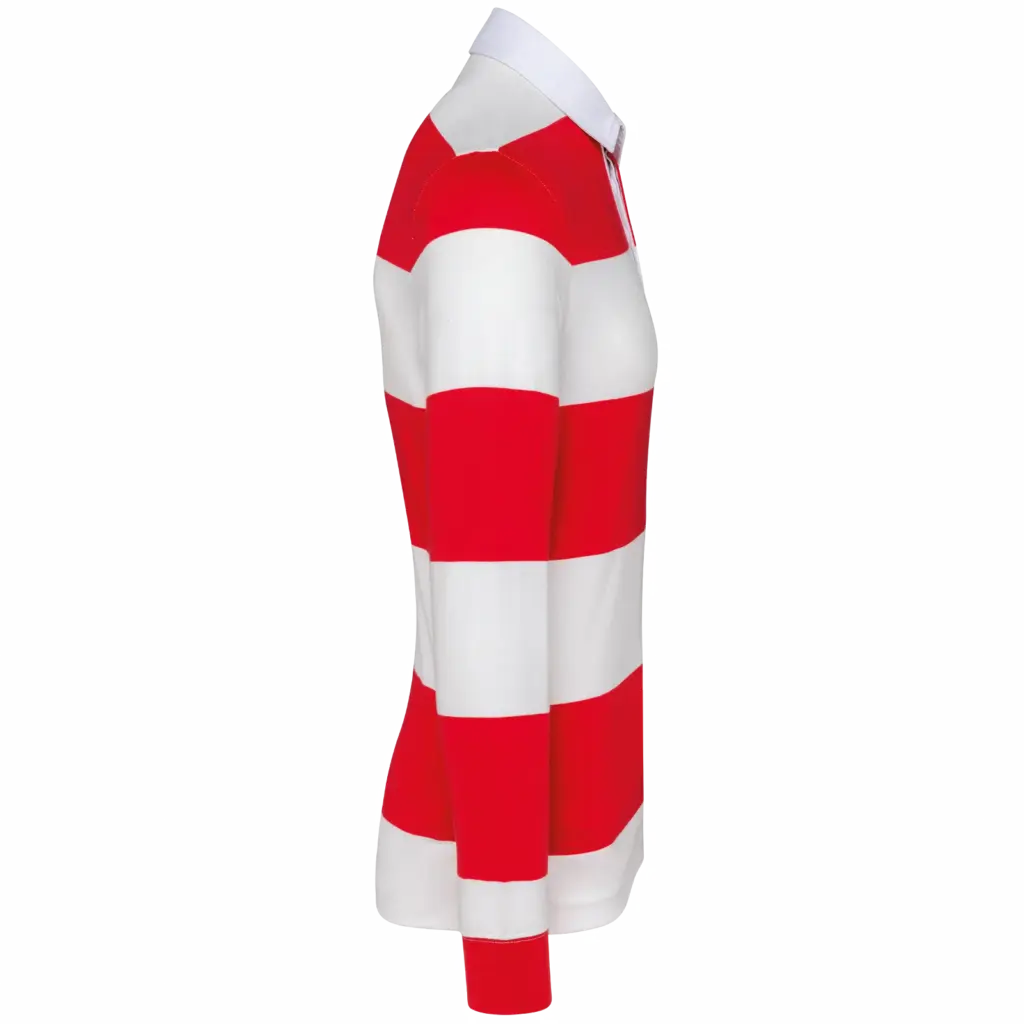 PS_K285-S_RED-WHITESTRIPES - Hidalgo-werbeartikel Gestreepte uniseks polo lange mouwen, red / white stripes — productfoto 39