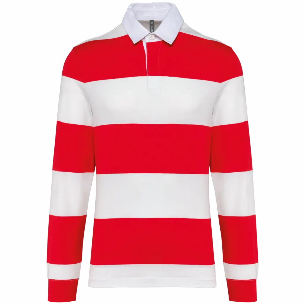 PS_K285_RED-WHITESTRIPES - Hidalgo-werbeartikel Gestreepte uniseks polo lange mouwen, red / white stripes — productfoto 40