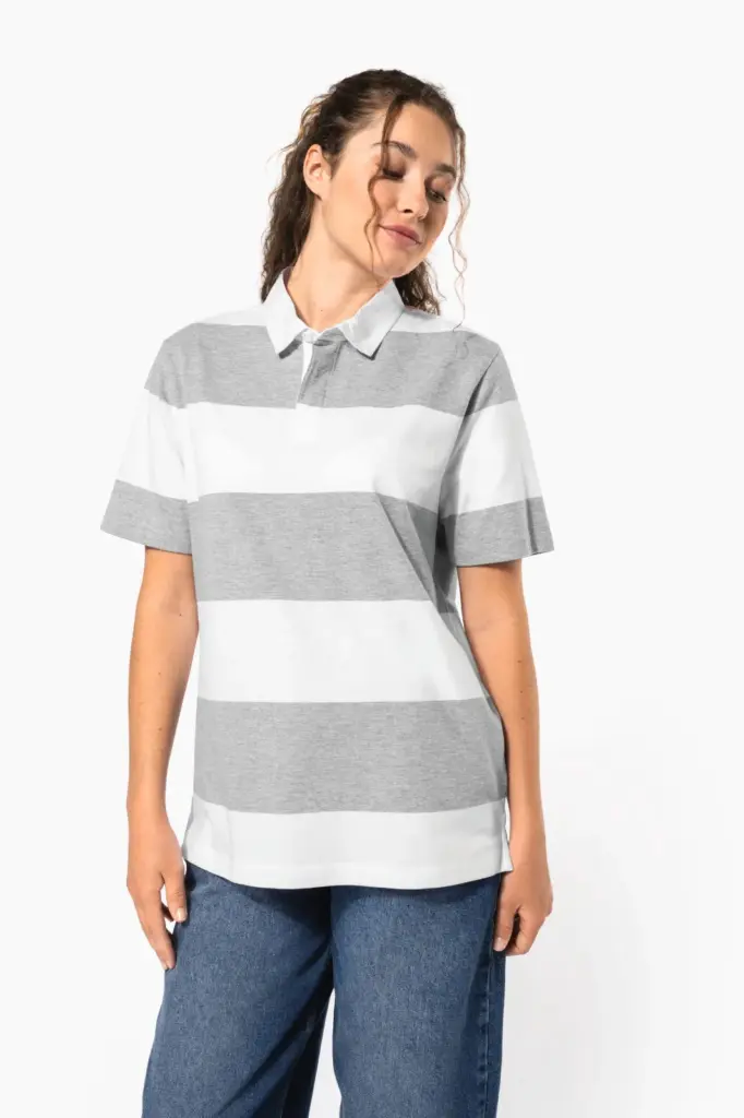 Gestreepte uniseks polo korte mouwen — productfoto 2