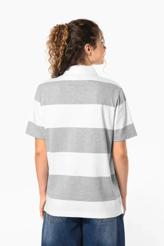 Gestreepte uniseks polo korte mouwen — productfoto 3