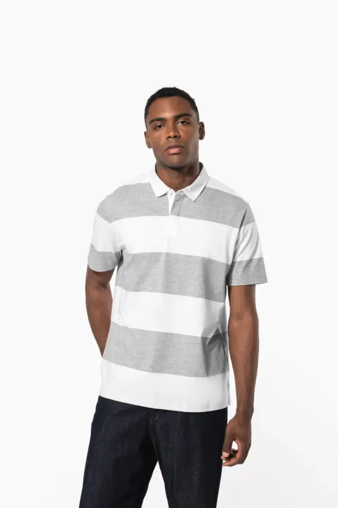 Gestreepte uniseks polo korte mouwen — productfoto 4
