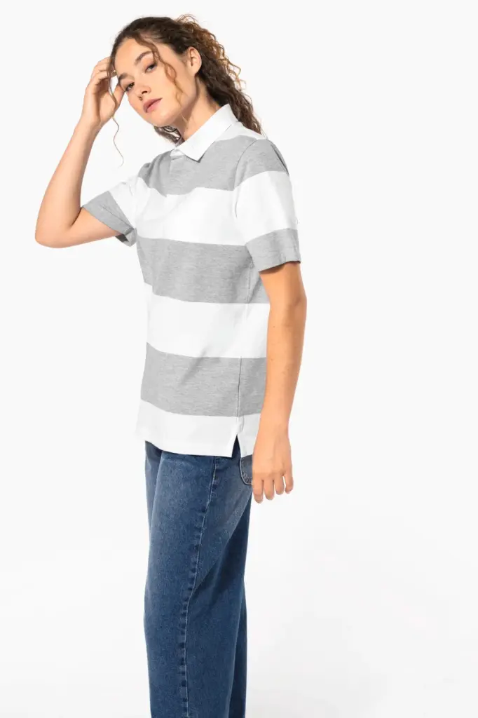 Gestreepte uniseks polo korte mouwen — productfoto 9