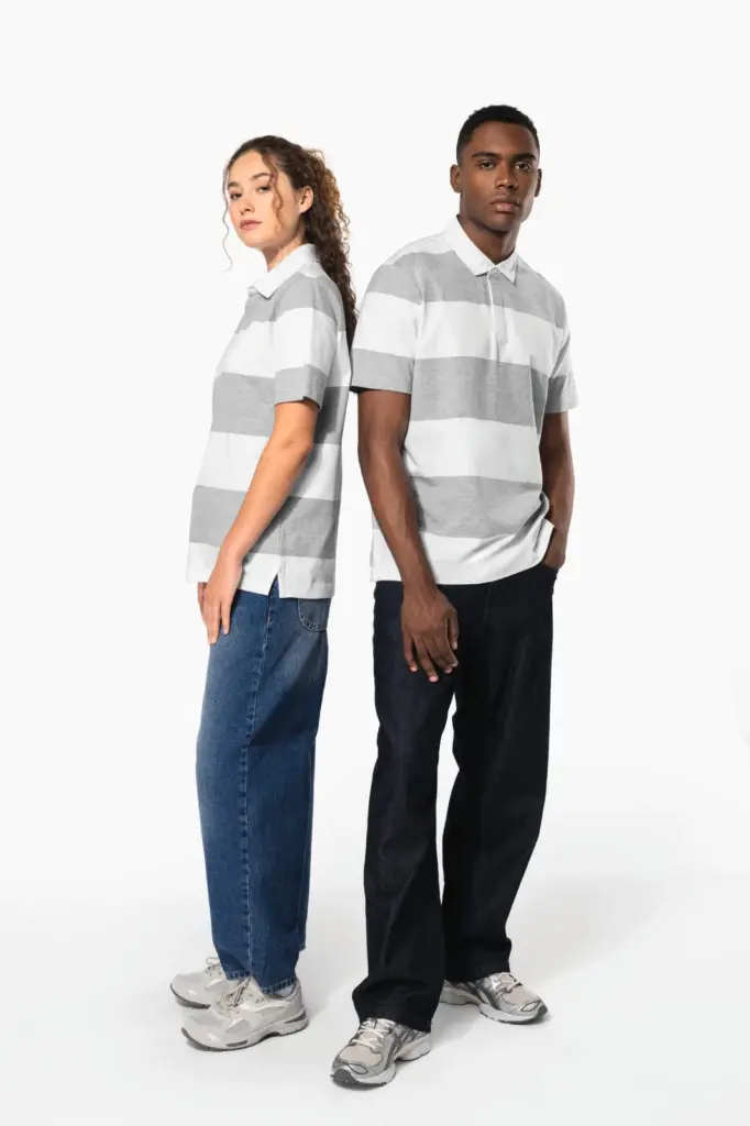 Gestreepte uniseks polo korte mouwen — productfoto 10
