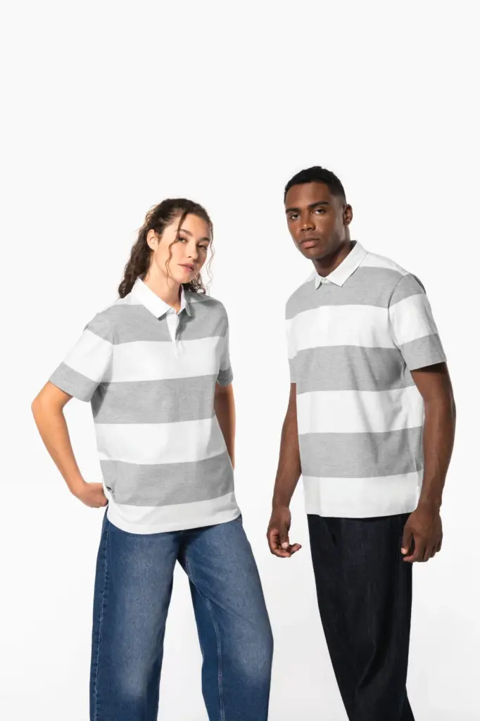 Gestreepte uniseks polo korte mouwen — productfoto 11
