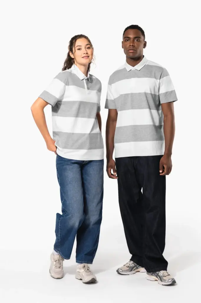 Gestreepte uniseks polo korte mouwen — productfoto 12