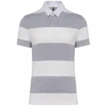 Gestreepte uniseks polo korte mouwen, oxford grey / white stripes — productfoto 22