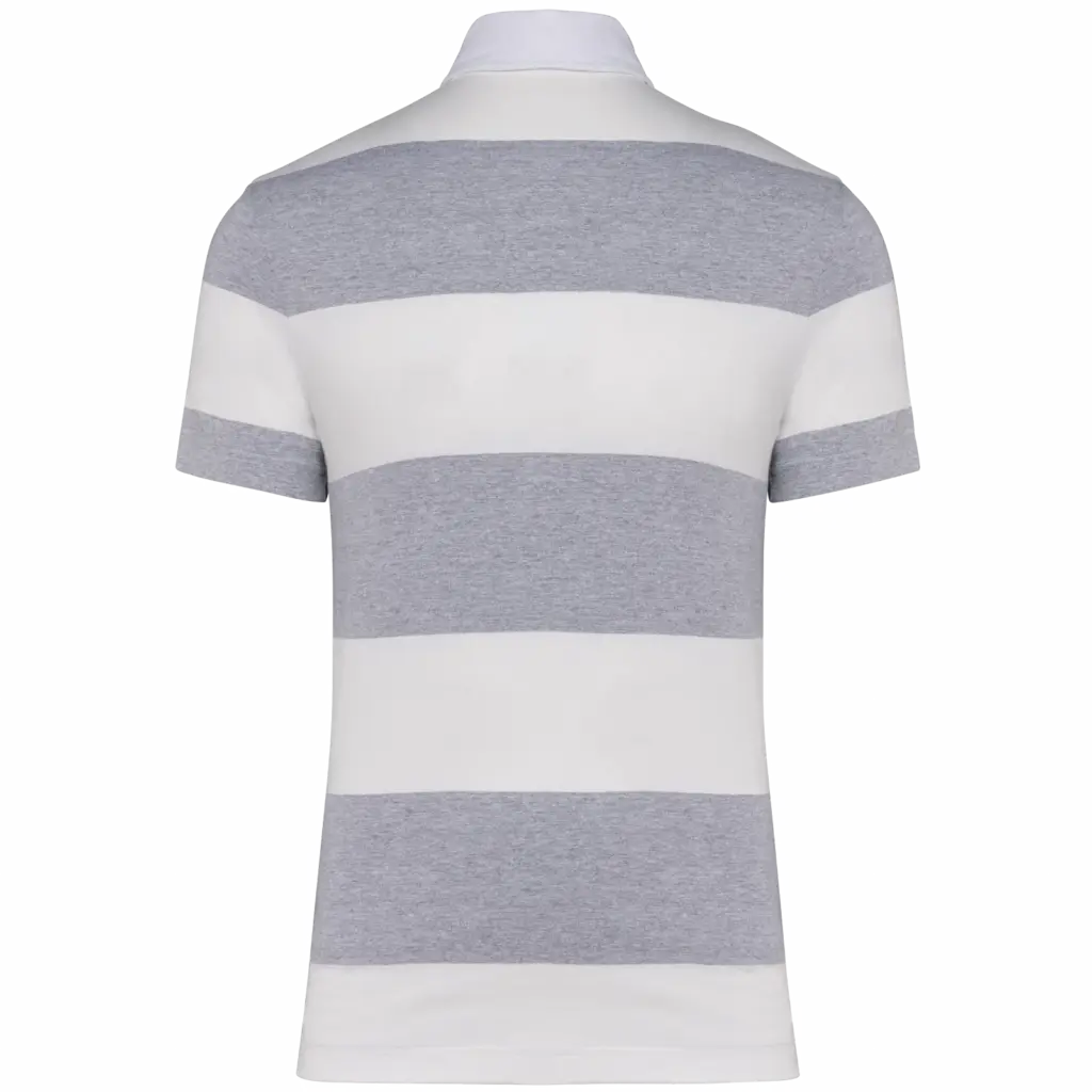 Gestreepte uniseks polo korte mouwen, oxford grey / white stripes — productfoto 23