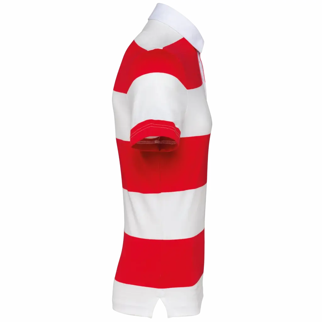Gestreepte uniseks polo korte mouwen, red / white stripes — productfoto 24