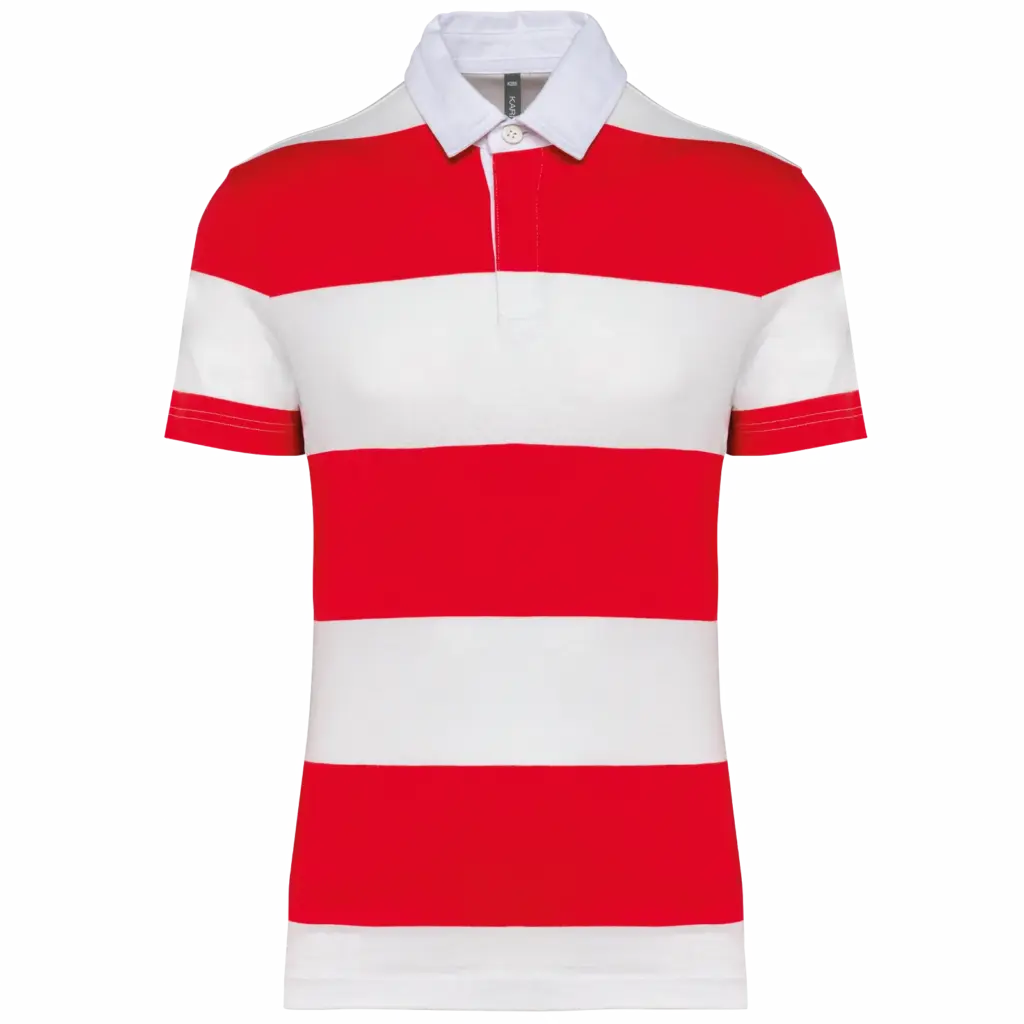 Gestreepte uniseks polo korte mouwen, red / white stripes — productfoto 25