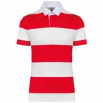 Gestreepte uniseks polo korte mouwen, red / white stripes — productfoto 25