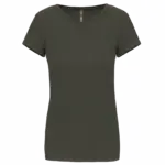 Dames-T-shirt ronde hals korte mouwen, dark khaki — productfoto 8