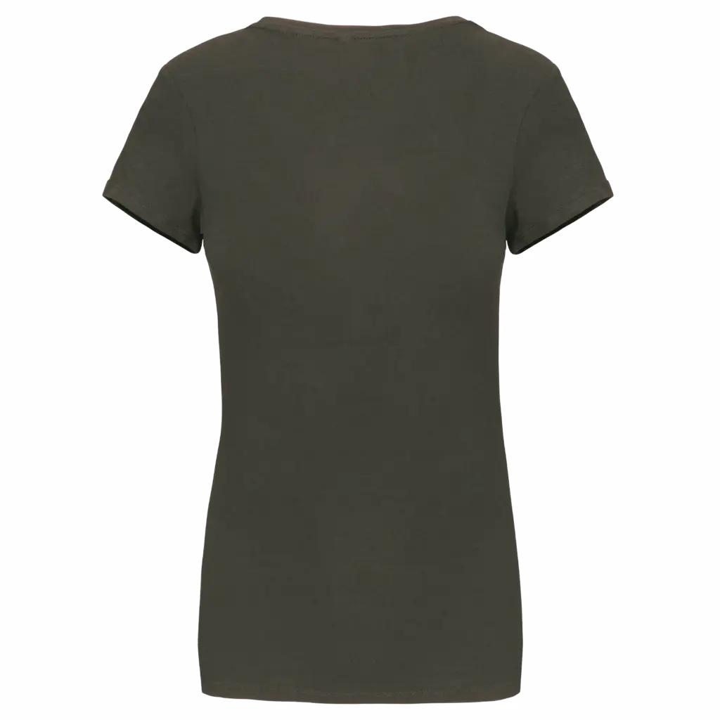 Dames-T-shirt ronde hals korte mouwen, dark khaki — productfoto 9