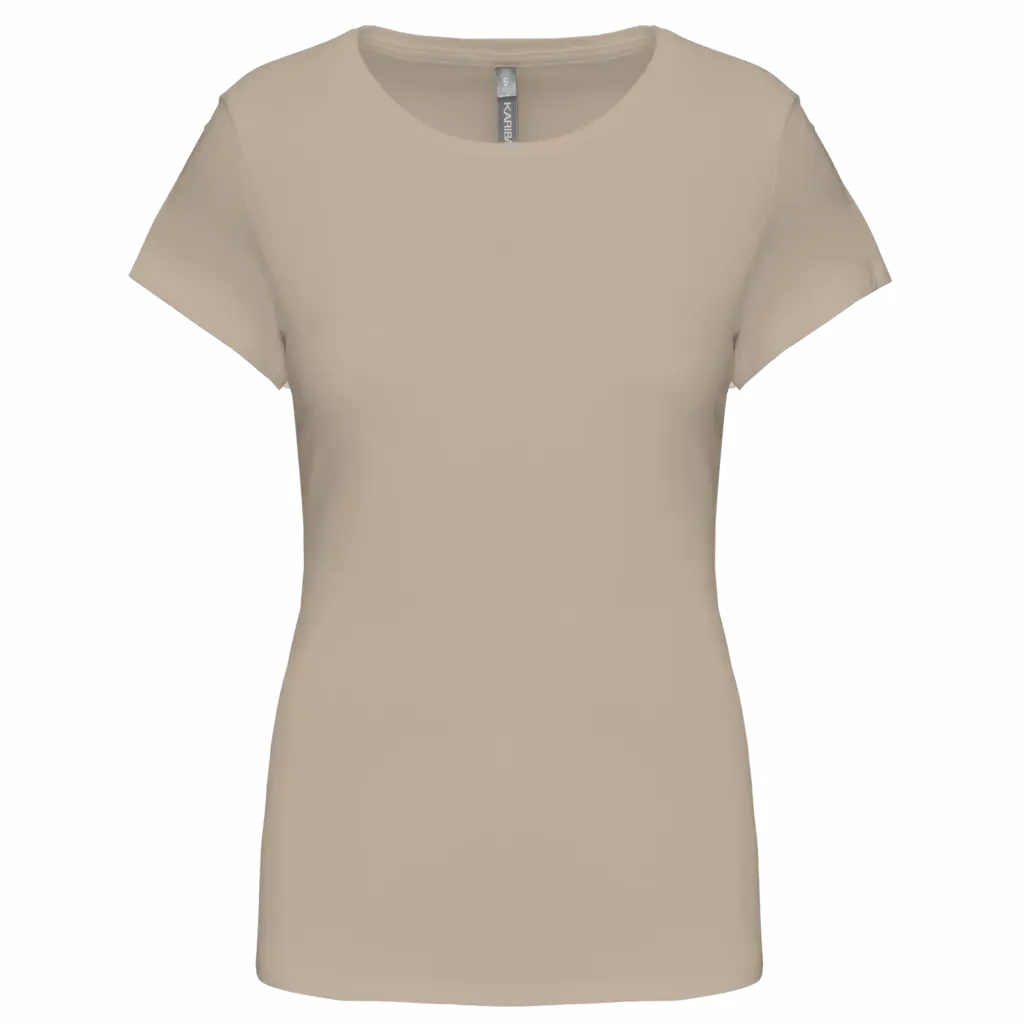 Dames-T-shirt ronde hals korte mouwen, light sand — productfoto 14