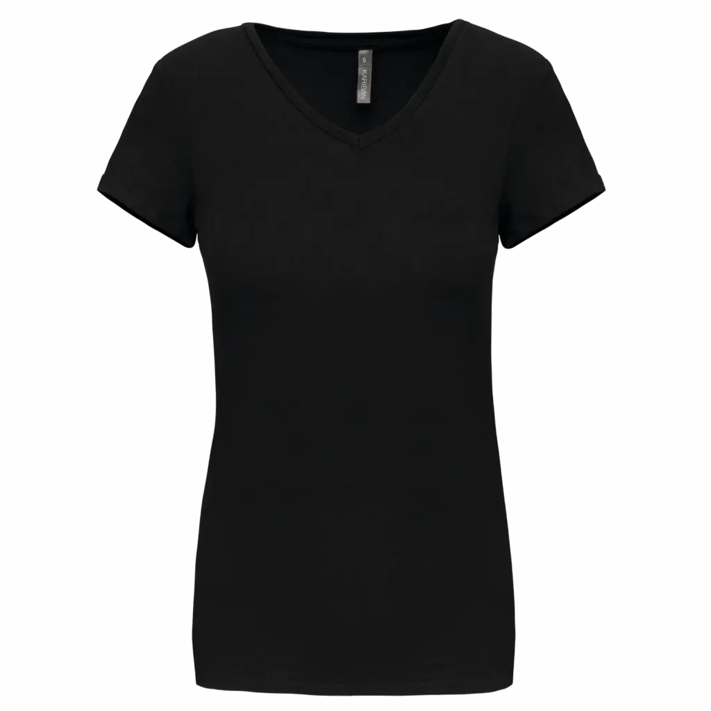 Dames-T-shirt V-hals korte mouwen, black — productfoto 18