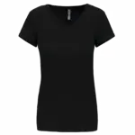 Dames-T-shirt V-hals korte mouwen, black — productfoto 18