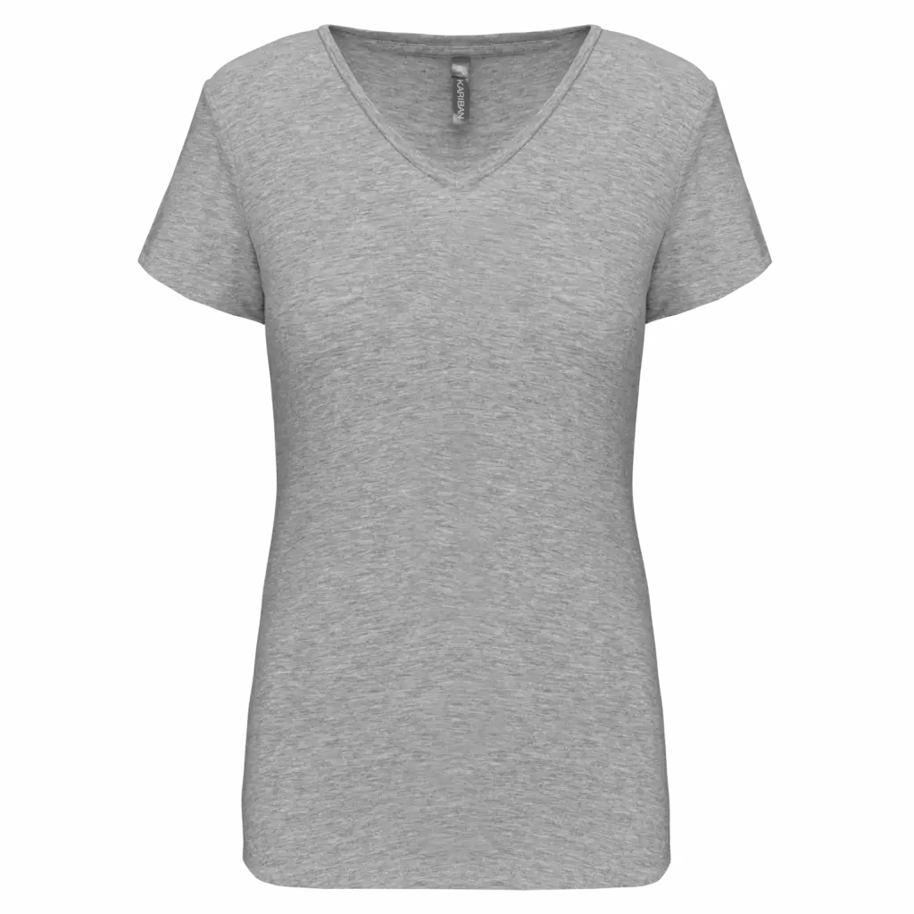 Dames-T-shirt V-hals korte mouwen, light grey heather — productfoto 21