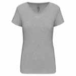 Dames-T-shirt V-hals korte mouwen, light grey heather — productfoto 21