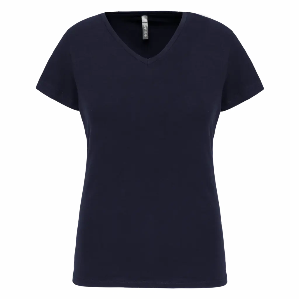 Dames-T-shirt V-hals korte mouwen, navy — productfoto 24