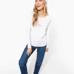 Dames-T-shirt ronde hals lange mouwen — productfoto 3