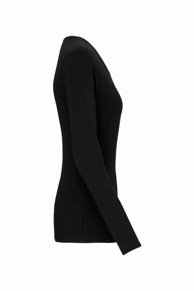PS_K3017-S_BLACK - Hidalgo Dames-T-shirt ronde hals lange mouwen, black — productfoto 6