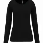 PS_K3017_BLACK - Hidalgo Dames-T-shirt ronde hals lange mouwen, black — productfoto 7