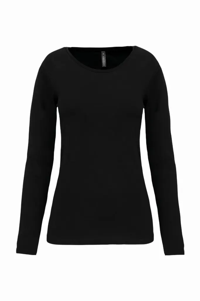 PS_K3017_BLACK - Hidalgo Dames-T-shirt ronde hals lange mouwen, black — productfoto 7