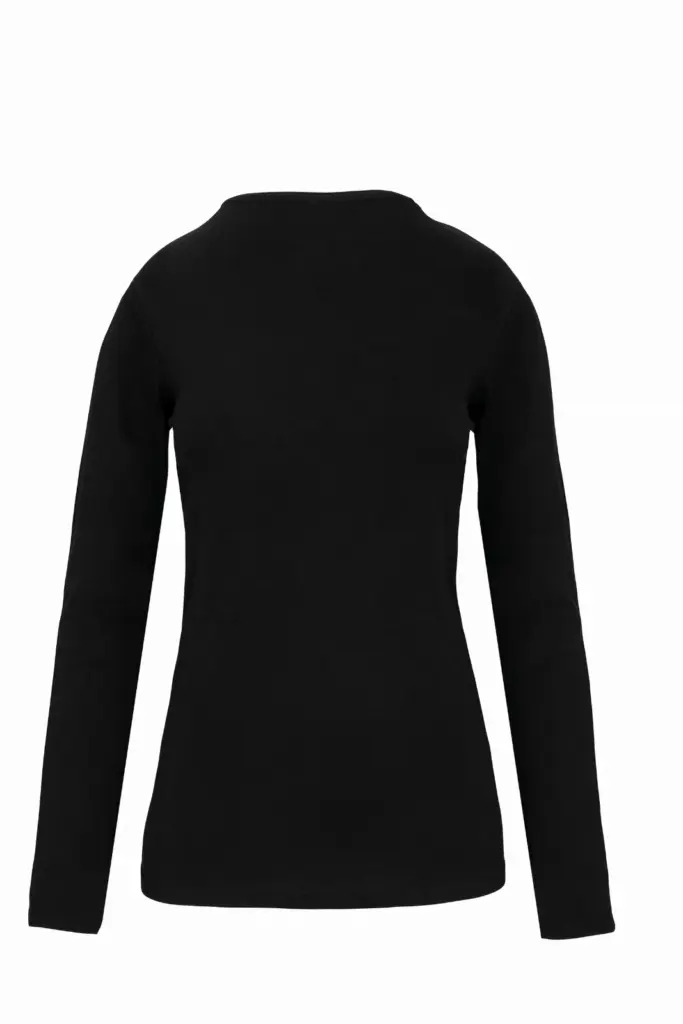 PS_K3017-B_BLACK - Hidalgo Dames-T-shirt ronde hals lange mouwen, black — productfoto 8
