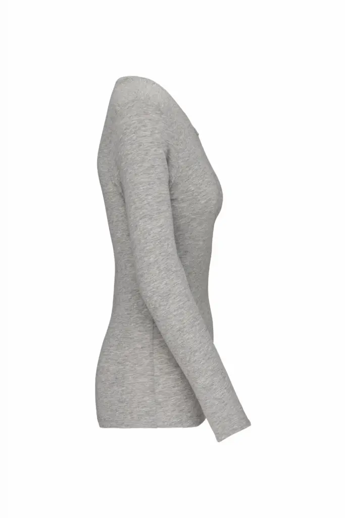 PS_K3017-S_LIGHTGREYHEATHER - Hidalgo Dames-T-shirt ronde hals lange mouwen, light grey heather — productfoto 9