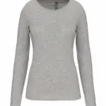 PS_K3017_LIGHTGREYHEATHER - Hidalgo Dames-T-shirt ronde hals lange mouwen, light grey heather — productfoto 10