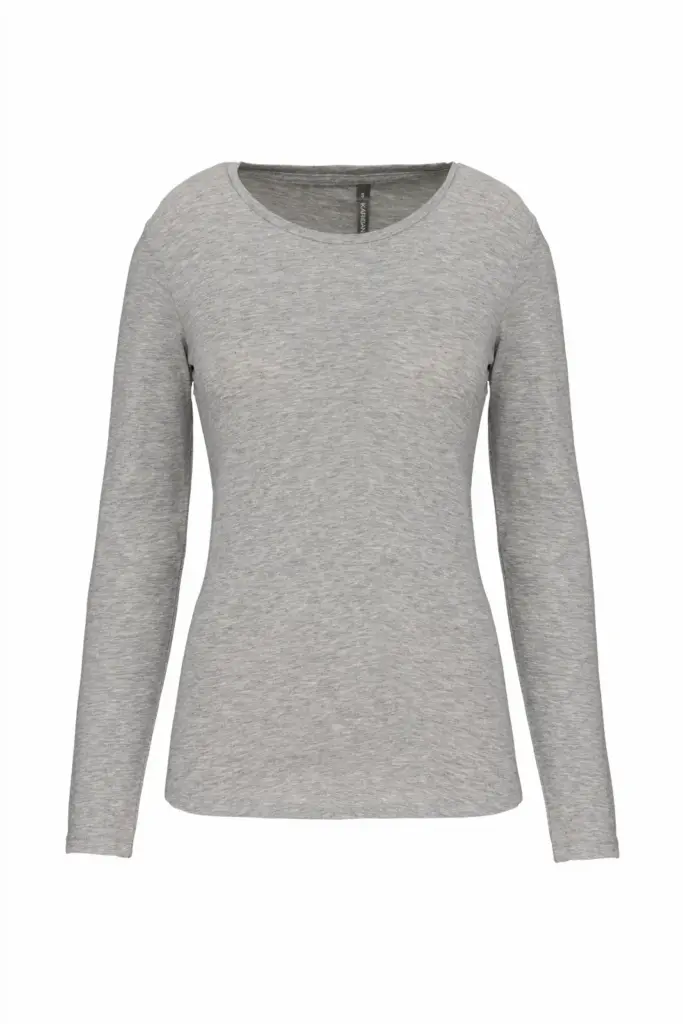 PS_K3017_LIGHTGREYHEATHER - Hidalgo Dames-T-shirt ronde hals lange mouwen, light grey heather — productfoto 10