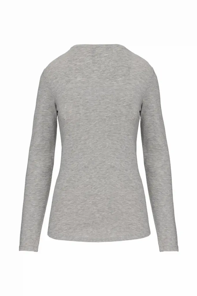 PS_K3017-B_LIGHTGREYHEATHER - Hidalgo Dames-T-shirt ronde hals lange mouwen, light grey heather — productfoto 11