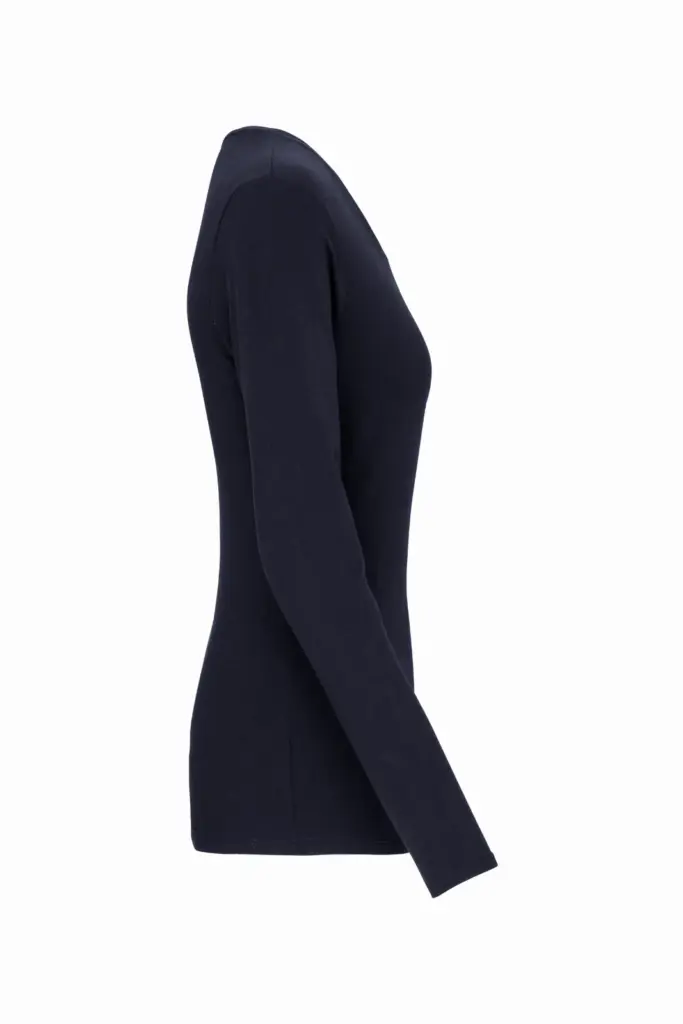 PS_K3017-S_NAVY - Hidalgo Dames-T-shirt ronde hals lange mouwen, navy — productfoto 12
